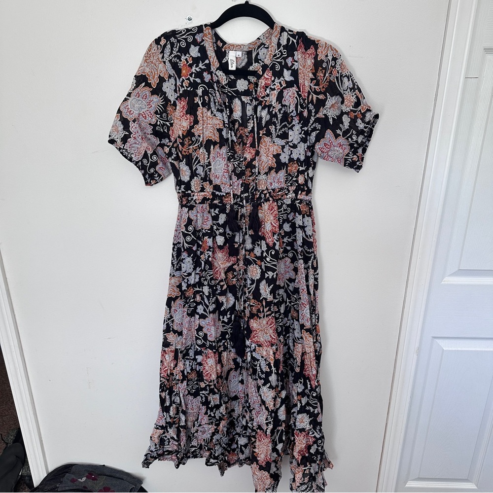 Elan Black and Pink Floral Dress